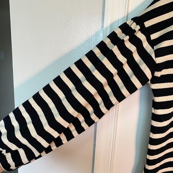J Crew Mariner Black and Tan Striped 100% Cotton Minimalist Pullover Top Size S - Picture 3 of 6